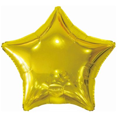 Воздушный шар, фольгированная звезда золото, 18″/46 см